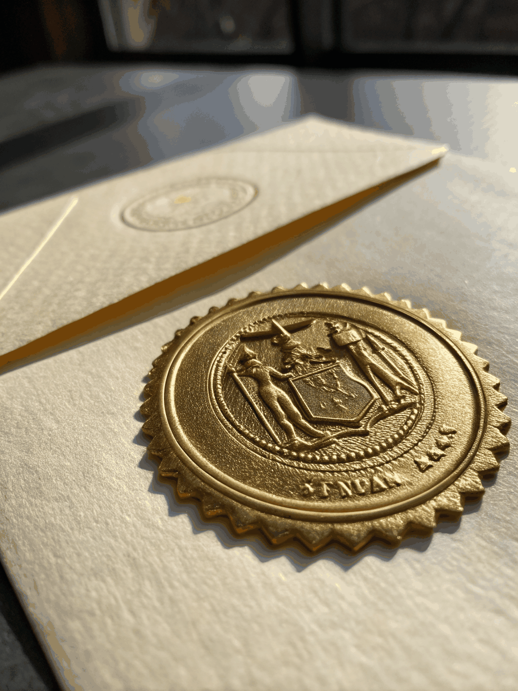 Official financial document with a gold seal