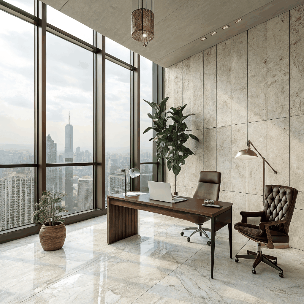 High-end architectural office space representing financial structure